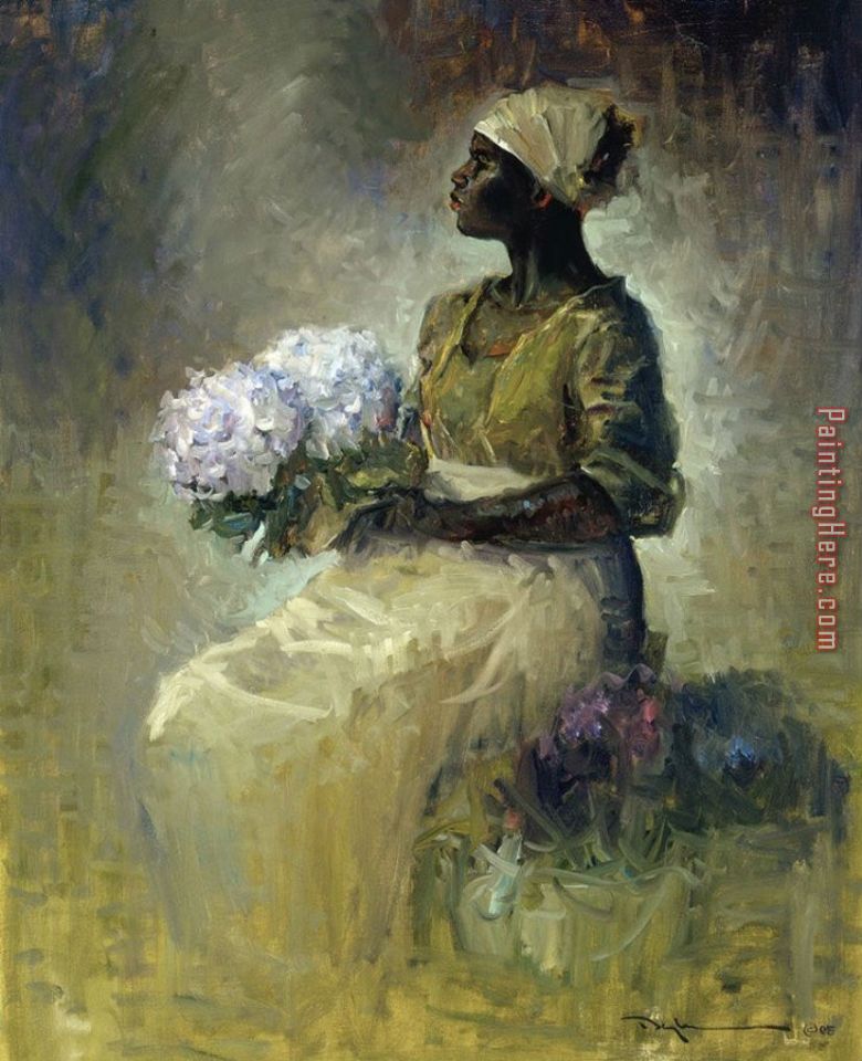 Lady with Flower painting - Unknown Artist Lady with Flower art painting